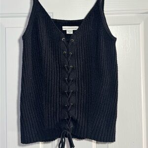American Eagle Outfitters Black Ribbed Lace-Up Cami